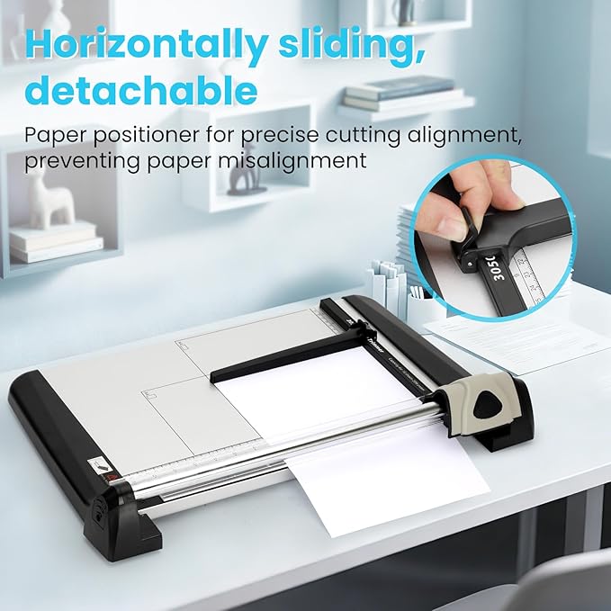 Heavy Duty Rotary Paper Cutter 15 Sheet, 14" Precision Paper Trimmer with Auto Clamp, Clean Cuts for Cardstock, Photos, Crafts & Office Use