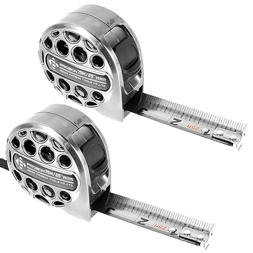 2 PCS/Pack Tape Measure 25'FT Foot/7.5M Retractable Measuring Tape Double Side Scale Handy Stainless Steel Measurement Tape for Construction Household Woodworking (2)
