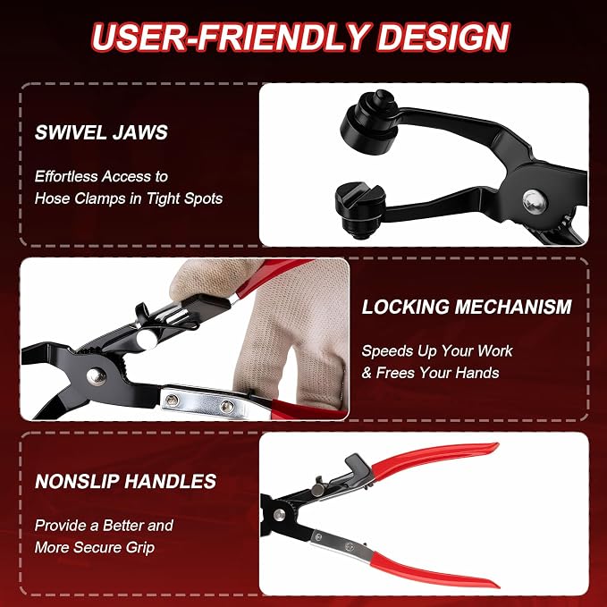 18PCS Hose Clamp Pliers, Hose Clamp Removal Tool Kit with Long Reach & Flexible Wire Tools for Fuel, Oil, Coolant, Radiator Hoses and Electrical Disconnect