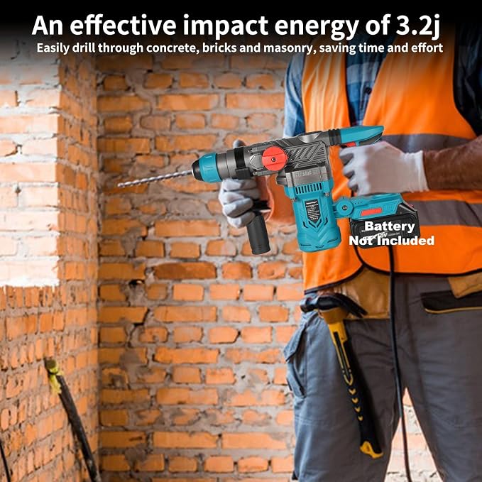 Brushless Rotary Hammer Drill for Makita 18V Battery (Tool Only) – 3.2 Joule Impact, 1-1/8" SDS-Plus Chuck, 2 Modes (Drill/Hammer), Cordless Concrete Drill