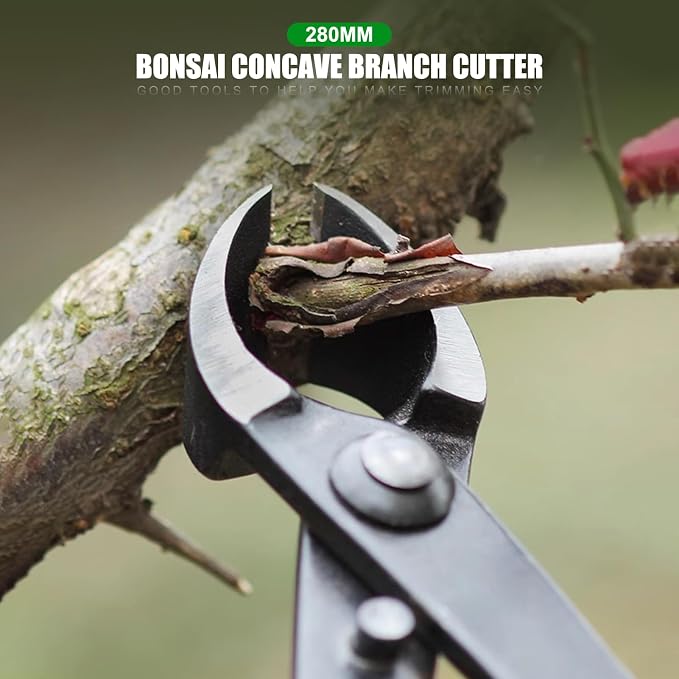 11 inch Manganese Steel Bonsai Concave Cutter, with Long Ergonomic Handle, Pruning Shear Scissor for Cultivating Shaping Small to Medium Sized Bonsai Trees, Removing Branches Twigs