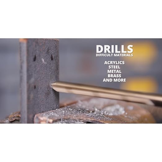 Drill America 5 Piece Cobalt Stepped Drill Bit Set with 1/2" Reduced 3-Flat Shank, Gold Oxide Finish for Drilling Acrylic, Steel, Hard Metals, GSC Series