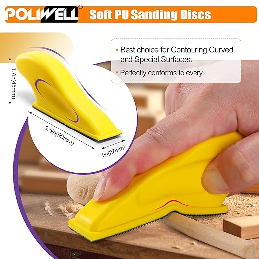 POLIWELL Micro Sand Paper Kit 3.5” x 1” Mini Sanding Block for Small Projects, Detail Handle Sanding Tools Sandpaper 80 to 600 Grit for DIY Crafts Wood Finishing Tight Narrow Spaces Polishing,80 PCS