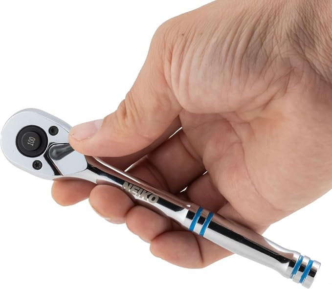 NEIKO 03115A 1/4 Inch Ratchet Wrench, 100-Tooth Reversible Ratchet, 3.6 Degree, Quick Release 1/4 Drive Ratchet, 6" Handle Ratchet, Oval Head Socket Wrench, CR-V Steel Quarter Inch Rachet Wrench