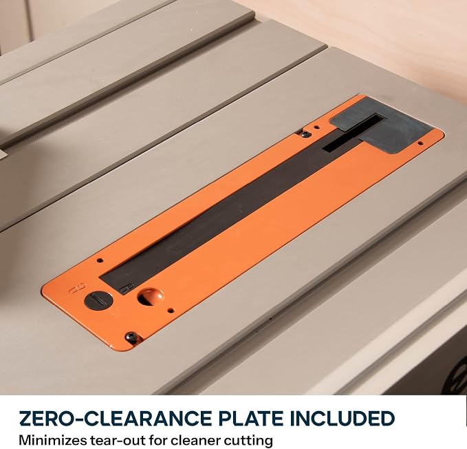 Evolution R10TBLX 10" Jobsite Table Saw with Wheeled Stand | Zero-Clearance Throat Plate | Dado Plate Included | 15A Motor | 26” Rip | 3-3/8” Cut | 0-45° Bevel | Precision Fence | Heavy Duty Portable