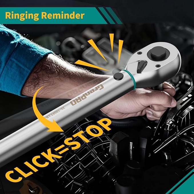 GRENPRO 3/8" Drive Click Torque Wrench 10–80 Ft.Lb – Dual-Direction Adjustable with Dual Range Scales, 72-Tooth Precision Ratchet, ±3% Accuracy – for Bike, Motorcycle, Car Repair & DIY Maintenance