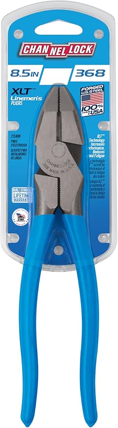 Channellock Linemen's Pliers 368 - High Leverage Side-Cutting - 8.5 In