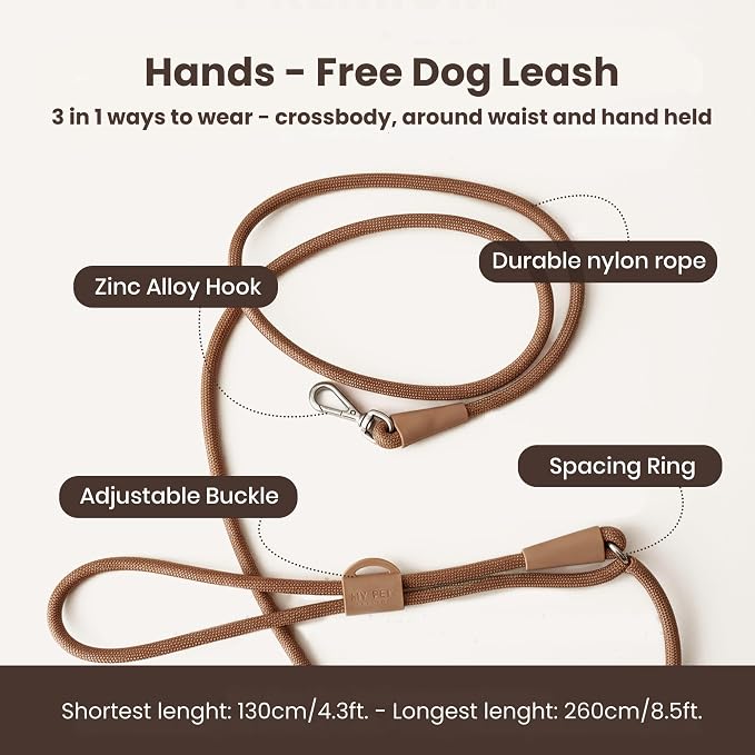 No Pull Dog Harness and Leash Set 3-in-1, Adjustable Anti Pull Dog Harness with Hands-Free Matching Leash and Poop Bag Holder, Easy Walk Dog Harness Medium, Small Sized Dog (Cocoa)