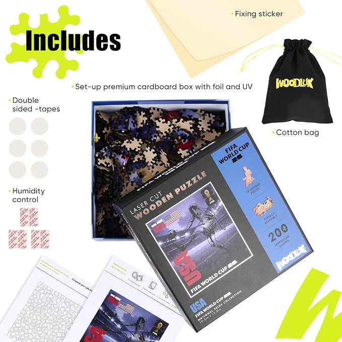 FIFA 2026 Trophy Series - Wooden Puzzle for Adult, 5MM Thick, Creative Collectible Gift for Fans, Officially Licensed Product (WA USA-200, 200Pcs)