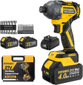 Cordless Impact Driver 2655In-lbs(300N·m) - 21V 1/4" Hex Chuck Brushless Hand Impact Driver With 2 x 4.0Ah Battery & Charger & 14 x Sockets Set & 10 x Screwdriver Bits for Home Projects & DIY