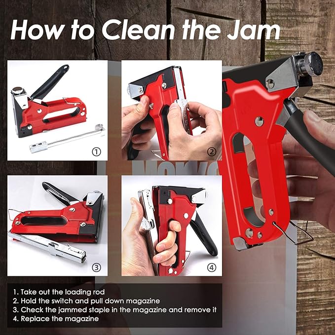 PHITRIC Upholstery Staple Gun Heavy Duty, 4 in 1 Stapler Gun with 1200 Staples, Power Finish Staplers, Manual Brad Nailer Power Adjustment Furniture Stapler Gun for Wood, Carpentry, Decoration DIY