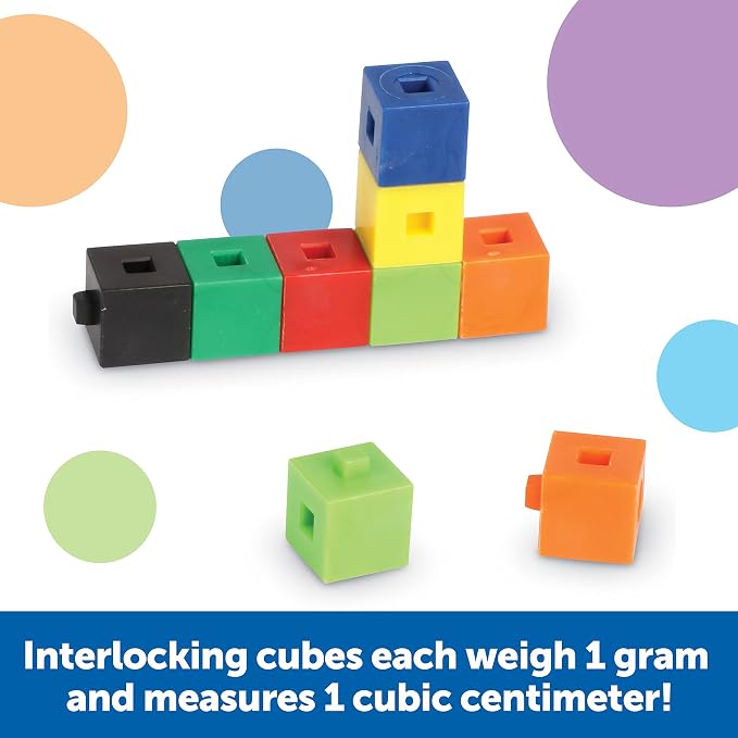 Learning Resources Interlocking Gram Unit Cubes - 1,000 Pieces, Ages 6+ Math Classroom Teaching Aids (Pack of 12)