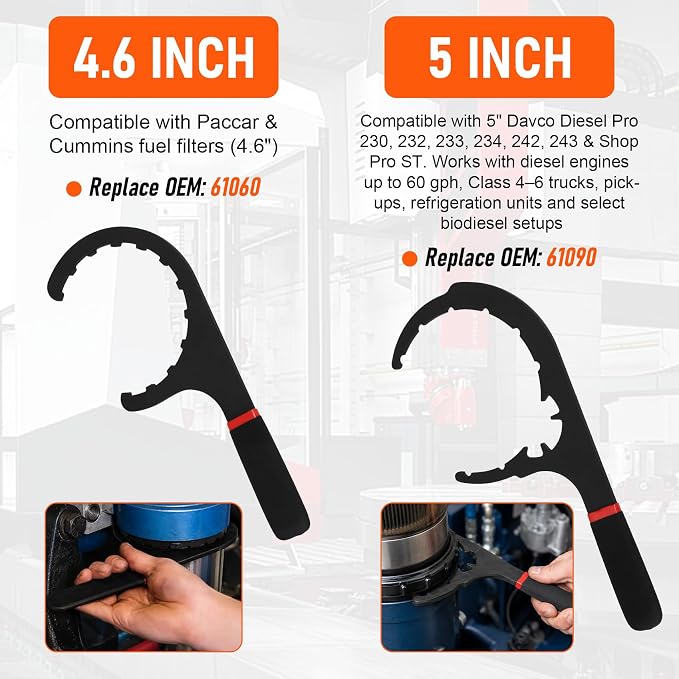 2025-2026 6.7 Cummins Filter Kit with 4.6'', 5'', 6'', 8'' Filter Wrench | Fits 2025+ Ram 2500/3500/4500/5500 Turbo Diesel, Replaces 68677800AA, 68677810AA, 68645327AA, 68548579AA
