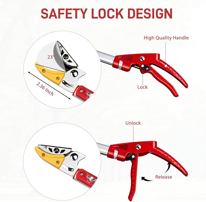 VINGLI 4-in-1 Telescopic Tree Trimmer, Extendable Pole Pruner with Adjustable Handle, Safety Lock & Removable Saw Blade, Branch Cutter, Fruit Picker, Cutting Diameter Up to 1/2 Inch (5.9-9.8FT)
