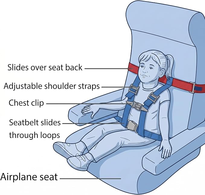 Child Airplane Safety Harness - The Safety Restraint System Will Protect Your Child from Danger. - Airplane Kid Travel Accessory for Aviation Use