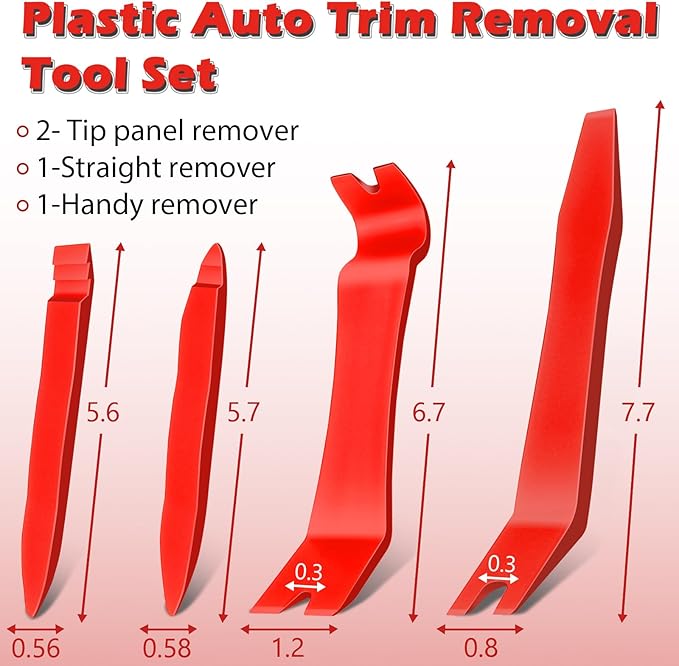 Doaho 7 Pcs Car Trim Removal Tool Kit with Non-Scratch Plastic Pry Tool and Fastener Clip Pliers for auto Safe Interior Car Panel Detachment, Dashboard, Door Clips & Upholstery – Red