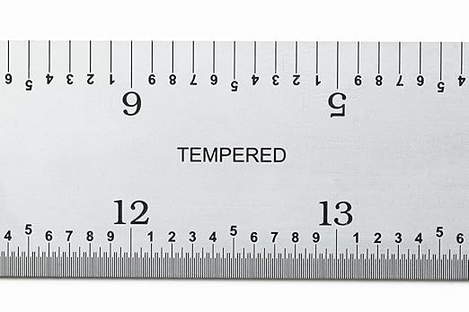 PEC Tools 18"/450mm Rigid Metal Ruler, Satin Chrome Carbon Steel Machinist Rule, Decimal & Metric Graduation (1/10", 1/100", 0.5mm, 1mm), Fully Hardened and Tempered, Made in USA
