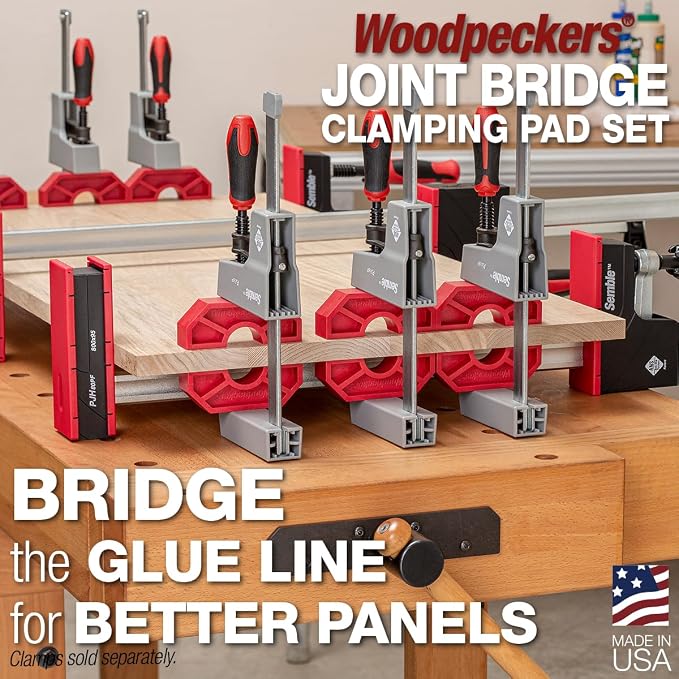Woodpeckers Joint Bridge Clamp Pad Set, 12 Pack, USA Made, Keeps Boards Level and Equalizes Clamping Pressure - JB-22