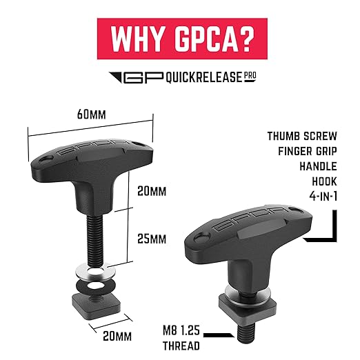 GPCA Quick Release Tie Down Anchor T-Handle M8 25mm for Jeep | Screw with Nuts, Jeep Hardtop Removal, Heavy-Duty Truck Bed, Cargo Tie Down Hooks, 4x4 Off-Road Accessories (6PC, Black)
