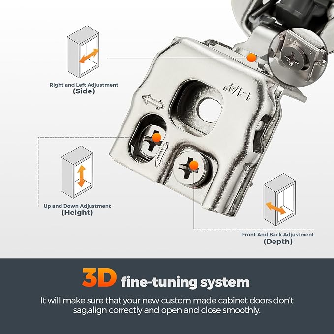 10 Pack (5 Pairs) 1-1/4" Overlay Soft Close Cabinet Hinges, Satin Nickel Stainless Steel Concealed Hinges with 3D Self-Closing for Face Frame Doors & Kitchens