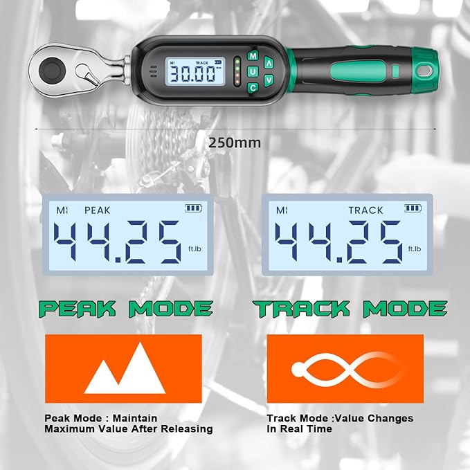 1/4" Drive Digital TorqueWrench, 1.11-22.13 Ft.lb/1.5-30 Nm, Preset Value, Buzzer/LED, ±2% Accuracy, for Gunsmithing, Bike & Motorcycle Maintenance
