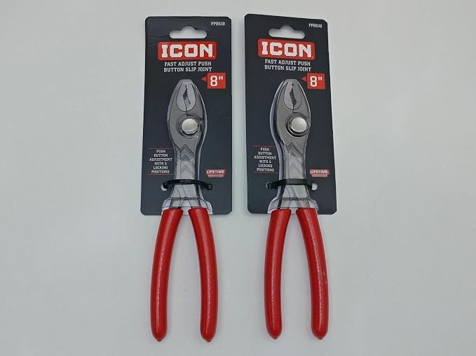 2 Pack 8" Quick Adjust Pliers Push Button Slip Joint