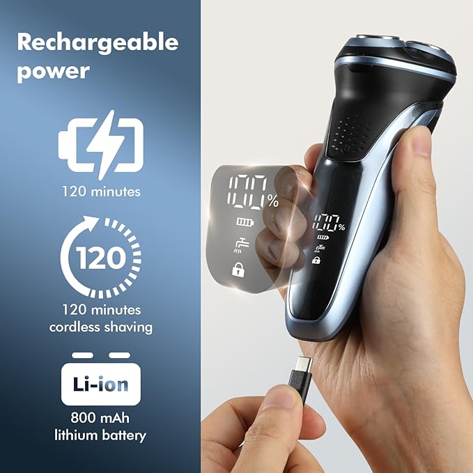 Travel Electric Razor for Men:5D Floating Head Shavers for Men, Smooth Shave Ready in Seconds - IPX7 Waterproof Wet or Dry, USB-C Rechargeable, Stainless Steel Blades，Father's Day Gifts