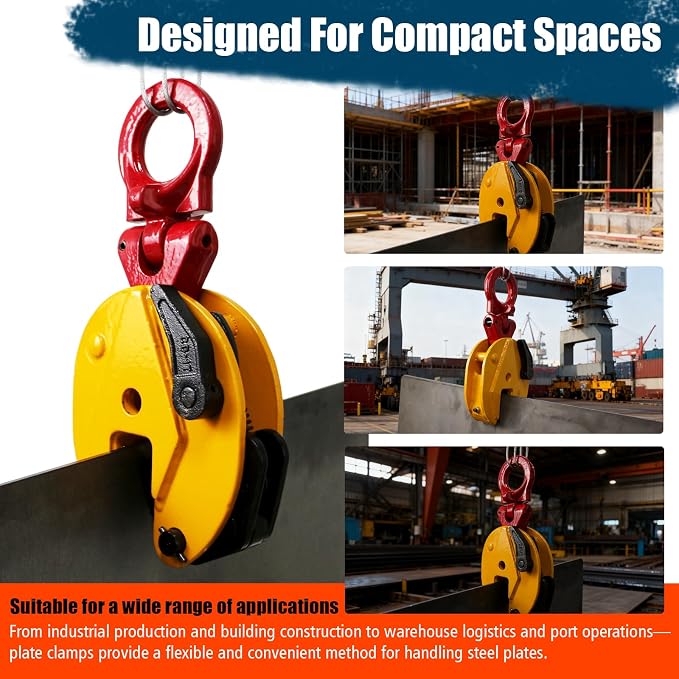 Vertical Plate Lifting Clamp,2200lbs Capacity Heavy Duty Steel Plate Clamp 1T with 0.8 Inch Jaw Opening, Industrial Lifting Clamp for Sheet Metal and Steel Plate Handling