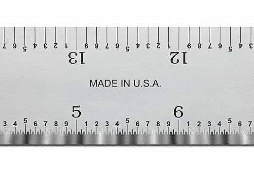 PEC Tools 18"/450mm Rigid Metal Ruler, Satin Chrome Carbon Steel Machinist Rule, Decimal & Metric Graduation (1/10", 1/100", 0.5mm, 1mm), Fully Hardened and Tempered, Made in USA