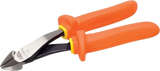 Greenlee 0251-08A-INS 8-Inch Insulated Angled Diagonal Cutting Pliers , Orange