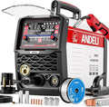 ANDELI 205A MIG Welder, 6-In-1 Multi Process Gas MIG/Spool Gun MIG/Flux Core MIG/Spot welding/Lift TIG/Stick Aluminum MIG Welding Machine With Large LED Display，110/220V Dual Voltage Welder Machine