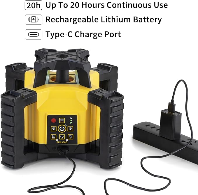 Firecore Self-Leveling Rotary Laser Level Kit, Horizontal/Vertical with Plumb Spot, 1969-Foot Range, Green Beam 360 Degree Construction Laser, Rechargeable Battery and Remote Control Included -FRL300G