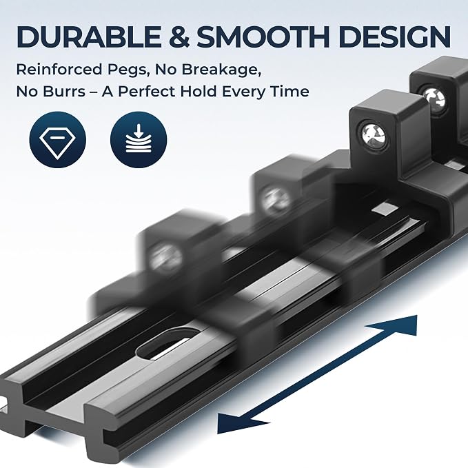 Reniteco 30-Pack Socket Organizer, 1/4" x 160 3/8" x 150 1/2" x 120 Clips | 430 Clip Capacity, Havy-Duty ABS Socket Rails, Removable Clips, Drive Socket Storage, Toolbox Drawer or Wall Mount
