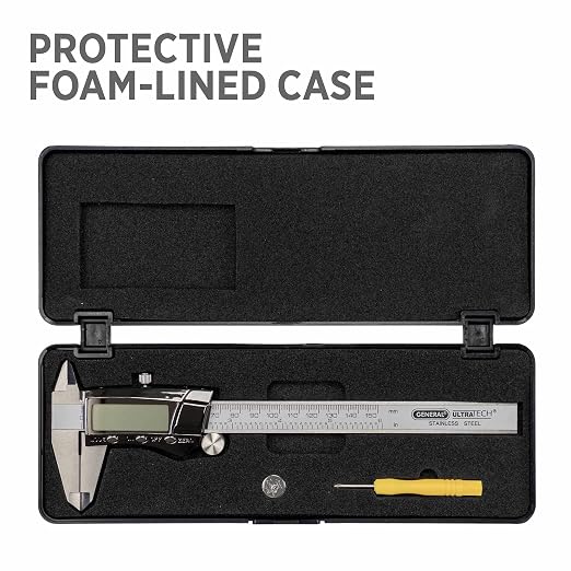 General Tools Digital Caliper #147 - 6" Precision Measuring Tool - Stainless Steel Ruler