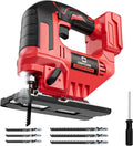 Cerycose Jigsaw Compatible With Milwaukee 18V Battery, Cordless jig saw tool With LED Light, 0°- 45° Bevel Cuts, 3 Position Orbital Setting for Straight/Curve/Bevel/Circle Cutting, Tool Only
