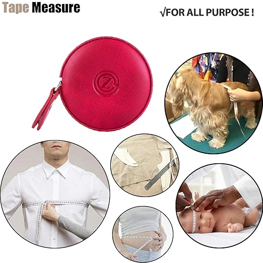 Sewing Tape Measure, Medical Body Cloth Tailor Craft Dieting Measuring Tape, 79 Inch/2 M Dual Sided Retractable Ruler with Push Button Round(1 Pack, Red)