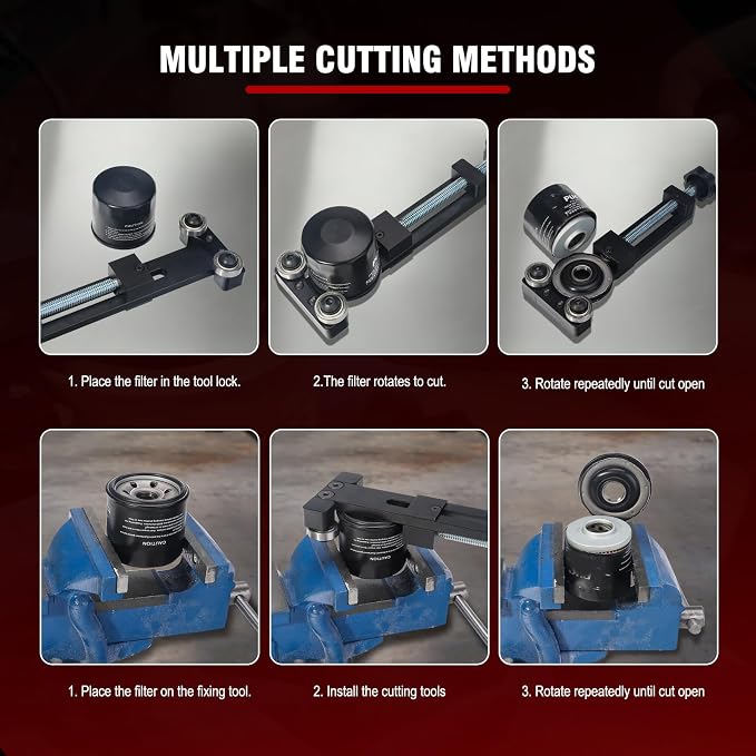 3mirrors LS Engine Oil Filter Cutter - Extra Large Cutting Range Up to 5.89" - Heavy Duty 6061 Billet Aluminum & CNC Machined - Reusable Tool with Replacement Blade