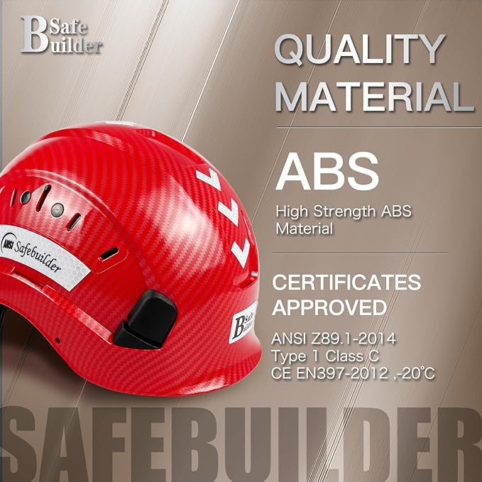 Construction Safety Helmet ABS Hard Hat Adjustable Ventilation System Hardhats Industrial Work Head Protection for Men Certified ANSI/ISEA Z89.1