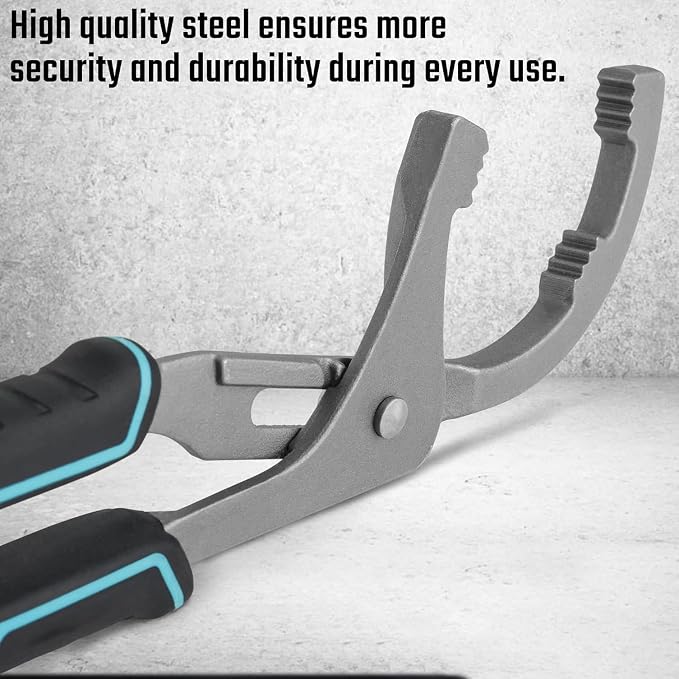 2-Piece Oil Filter Wrench Set (9" & 12") with Large Teeth & Grip | Forged gripping jaws firmly secure oily filters. 9" & 12" sizes deliver wide clamping range for diverse automotive tasks.