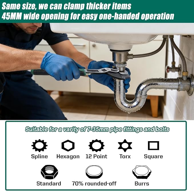 4PC Adjusting Wrench Set with Case, 6 8 10 12 Inch Multi-function Universal Magic Wrench, CR-V Steel for 0.47-1.18 Inch (7-43MM),Self locking Wrench,Pipe Wrench Set, Fittings and Nuts