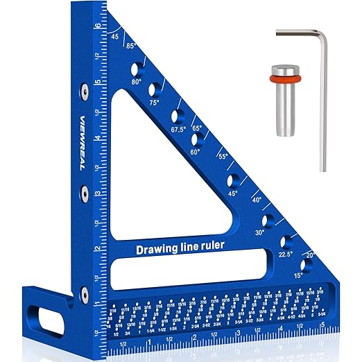 Quick-Set 3D Measuring Square - Multi-Angle Carpenter's Tool with Angle Pin for Woodworking,Imperial Line Ruler, Essential Woodcraft Layout Aid