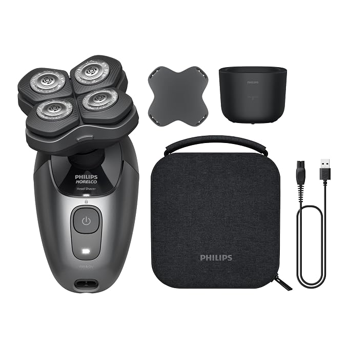Philips Norelco Head Shaver Pro 7000 Series - Electric Shaver for Men and Women, 360° Flexing Head & ComfortCut Blades for Clean Shave, Gentle on Skin, Model HS7980/40