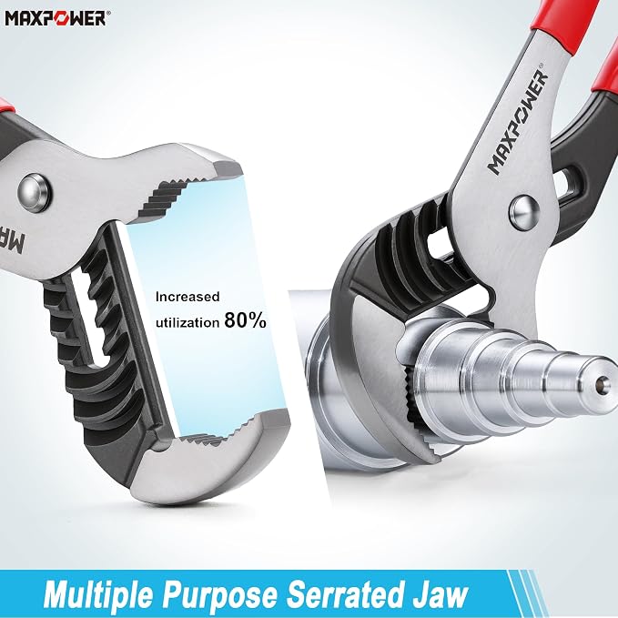 MAXPOWER 8 12 16-inch Groove Joint Pliers, Quick Adjustment Pliers Set | Jaw Capacity 1.06" 2.36" 3.34", Rubber Handle, Forged Alloy Steel