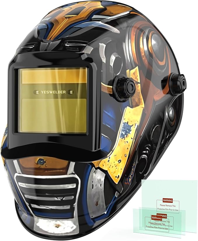 YESWELDER Auto Darkening Welding Helmet, Blue Light Blocking, 1/1/1/1 True Color Solar Powered Welding Hood with 2 Arc Sensors, Wide Shade 3.5/9-13 Welder Mask for TIG MIG ARC and Grind