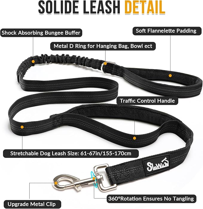 SlowTon No Pull Dog Harness with Front Clip - Heavy Duty, Soft Padded | Neck & Chest Adjustable, Tactical Pet Vest and Leash Set for Large Medium Sized Dogs, for Easy Walk & Training, Black XL