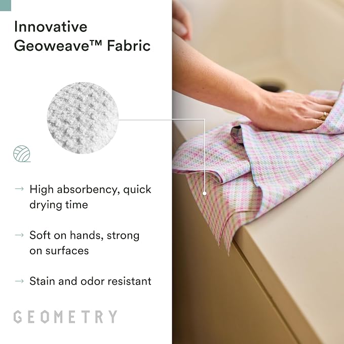 GEOMETRY Tea Towels – Easter Collection – Quick-Dry, Ultra-Absorbent, Reusable Microfiber Kitchen Towels for Drying & Cleaning - Pastel Picnic - 1 Pack