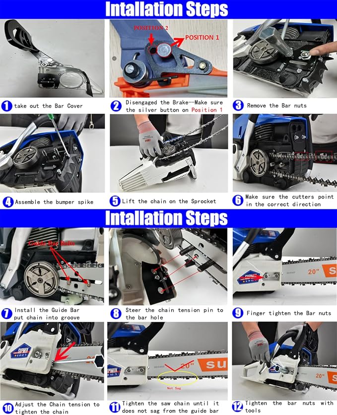 SUPMIXTOOLS 20 Inch Gas Chainsaw 62cc Gasoline Powered Chain Saw 2-Stroke Handheld Cordless Petrol Chainsaws for Cutting Wood Outdoor Home Farm Garden Use