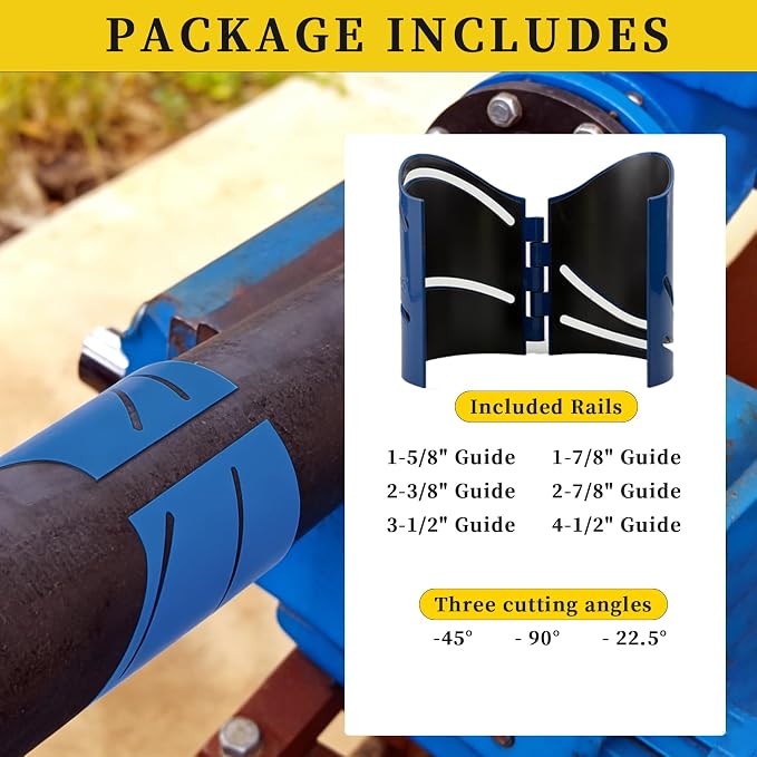 6Pcs Magnetic Metal Pipe Cutting Guide Kit, Pipe Cutting Tool 1-5/8" 1-7/8" 2-3/8" 2-7/8" 3-1/2" 4-1/2", Guides Cuts at 22.5°/45°/90° & Saddle Cut, Heavy-Duty Magnetic Pipe Marking Cut Guide Tool