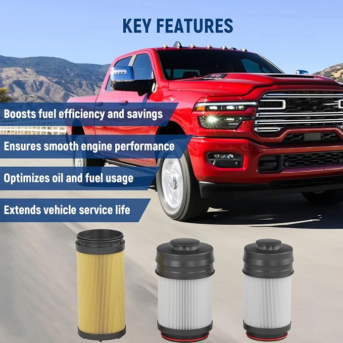 2025-2026 68677800AA Fuel Filter Water Separator and 68677810AA Oil Filter | 6.7 Cummins Fuel Filter and Oil Filter Kit, Fits for 2025-2026 Ram 2500 3500 4500 5500 6.7L Cummins Turbo Diesel Engines