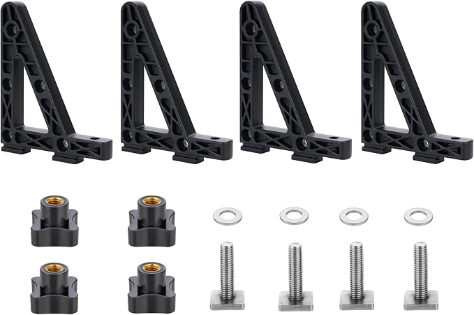 NEW Aero Load Stops T-Slot Load Stops - 4 Pack - Die Casting Aluminum Anti-Slip Crossbar Clamps for Ladder, Kayak, Firewood, Skis - Tool-Free Installation for Truck Bed Bars